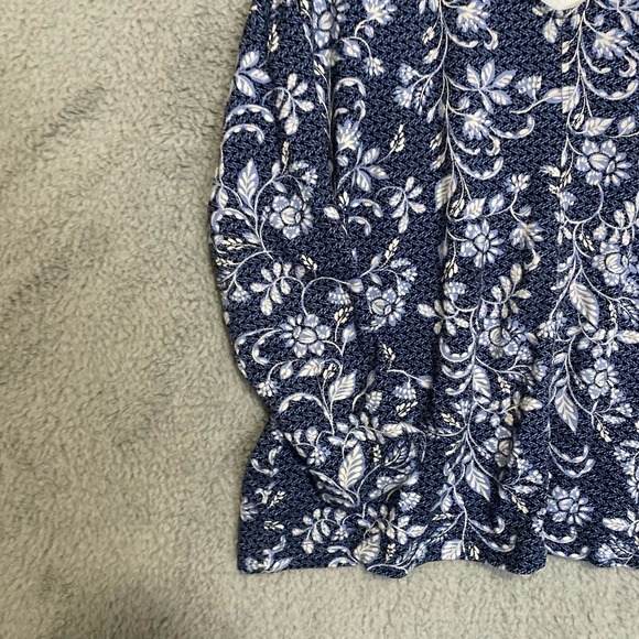 J jill Pure Jill eco terry top floral blue Lenzing blend soft casual stretch M - Picture 10 of 12